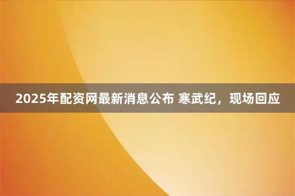 2025年配资网最新消息公布 寒武纪，现场回应