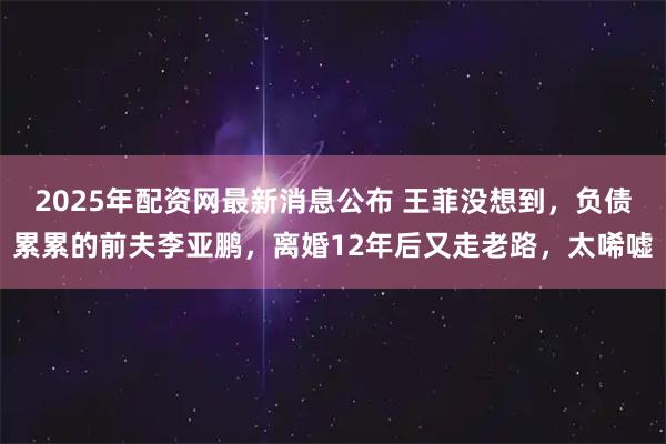 2025年配资网最新消息公布 王菲没想到，负债累累的前夫李亚鹏，离婚12年后又走老路，太唏嘘